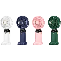 USB Handheld Mini Fan Foldable Portable Fans 5 Speed USB Rechargeable Fan with Phone Stand and Display Screen - Rokomari